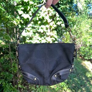 VINTAGE COACH Shoulder Bag Hobo Clutch Black Signature Jacquard NWOT AUTHENTIC